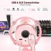 imageMAONO XLRUSB Dynamic Microphone Kit RGB Gaming Mic with Software Mute Gain Knob Volume Control Boom Arm for Streaming Podcasting VoiceOver RecordingPD200XS PinkPD200XS Pink