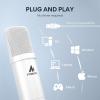 imageUSB Microphone MAONO 192KHZ24Bit Plug ampamp Play PC Computer Podcast Condenser Cardioid Metal Mic Kit with Professional Sound Chipset for Recording Gaming Singing YouTube AUA04White