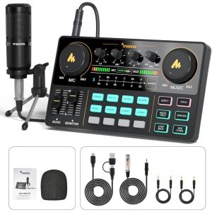 imageMAONO MaonoCaster Lite AUAM200S1 AllinOne Podcast Equipment Set with 35mm Microphone for Live Streaming Podcast Recording PC SmartphoneAUAM200S1