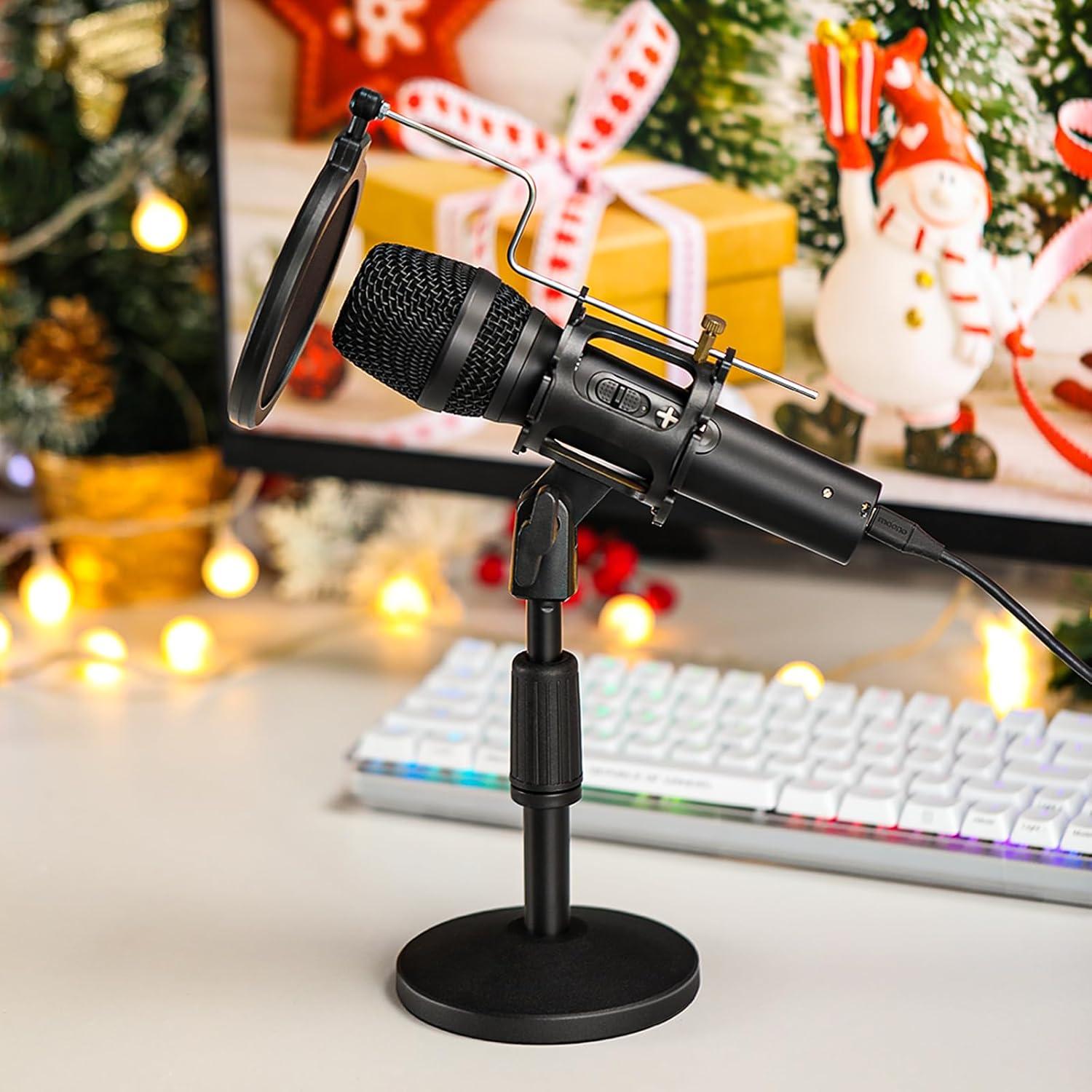 imageMAONO USBXLR Podcast Dynamic Microphone Studio Mic Kit with Volume Control Shock Mount Pop Filter Ideal for Vocal Instruments Recording Voice Over Live Streaming HD300TBlack