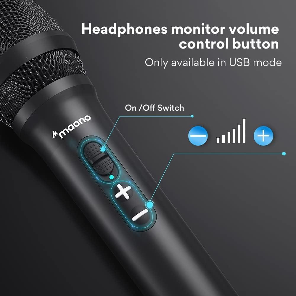 imageMAONO USBXLR Podcast Dynamic Microphone Studio Mic Kit with Volume Control Shock Mount Pop Filter Ideal for Vocal Instruments Recording Voice Over Live Streaming HD300TBlack
