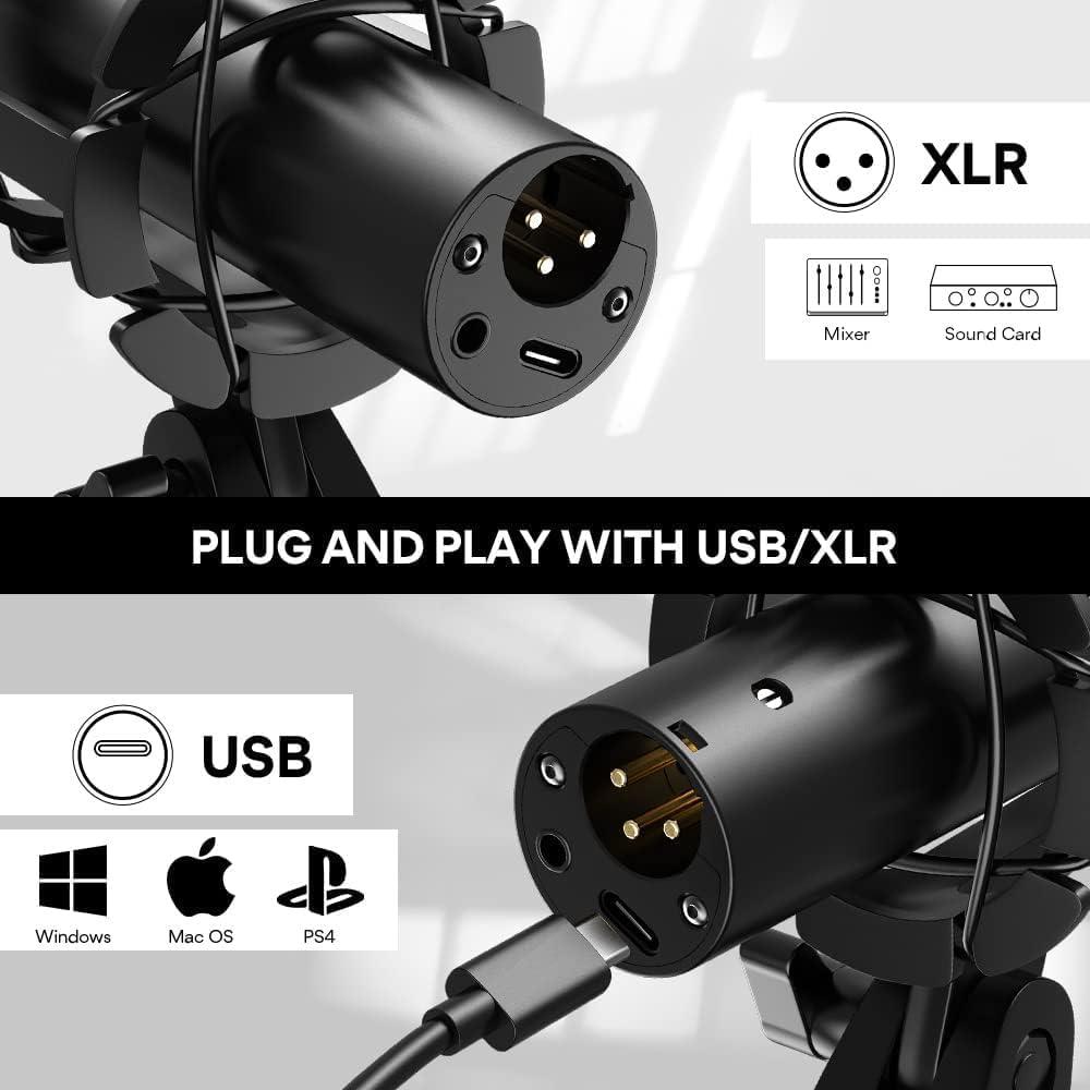 imageMAONO USBXLR Podcast Dynamic Microphone Studio Mic Kit with Volume Control Shock Mount Pop Filter Ideal for Vocal Instruments Recording Voice Over Live Streaming HD300TBlack