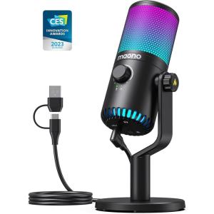imageMAONO Gaming USB Microphone with Software Metal Programmable RGB Mic for Recording Streaming Podcast PS5 PS4 PC Computer DM30 RGBBlack