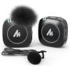 imageMAONO Compact Wireless Lavalier Microphone 24GHz Dual Lapel Mics with Realtime Monitoring Gain Adjustment and Mute for Interview Vlogging Live Streaming Phone Camera WM820 A1