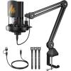 imageMAONO USB Condenser MicrophoneStudio Mic with Shock Mount Boom Arm Software Mute Gain Knob Volume Control for Streaming Recording Singing Podcasting Content Creation AudiobooksPM450