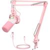 imageMAONO XLRUSB Dynamic Microphone Kit RGB Gaming Mic with Software Mute Gain Knob Volume Control Boom Arm for Streaming Podcasting VoiceOver RecordingPD200XS PinkPD200XS Pink