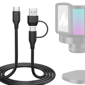 imageMAONO 2 in 1 USB Microphone CableUSB C ampamp USB A to USB Type C Fast Transfer Audio CableCompatible with USB Microphone DGM20SDM30DM40PD200XSPD100X5ftBlack