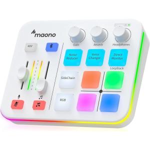 imageMAONO Gaming Audio Mixer Audio Interface with Propreamp RGB Bluetooth 48V Phantom Power for Live Streaming Podcasting Content Create Gaming MaonoCaster G1 NEO WhiteWhite