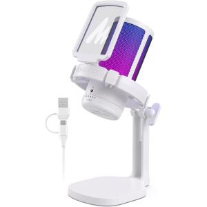 imageMAONO Gaming Microphone with Noise Cancellation USB Condenser Mic for Streaming Podcast Twitch YouTube Discord PC Desktop Computer Mic for PS5 GamerWave DGM20 PinkWhite