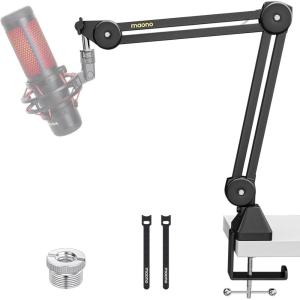 imageMAONO Microphone Boom Arm Heavy Duty Adjustable Metal Suspension mic stand with Upgraded Desk Clamp and 38quot to 58quot Screw Adapter for Podcasting Recording Streaming Gaming  BA37