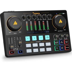 imageMAONO Podcast Equipment Bundle with Audio Interface and XLR Condenser Microphone MaonoCaster with 48V Phantom Power Bluetooth for Podcast Streaming Voice Over Youtube PC Guitar AME2AAME2