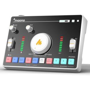 imageMAONO Streaming Audio Mixer Audio Interface with Propreamp Bluetooth Builtin Battery Noise Cancellation 48V Phantom Power for Live Streaming Podcasting Gaming MaonoCaster AMC2 NEO White