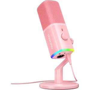 imageMAONO USBXLR Dynamic Microphone for Gaming StreamingComputer PC Microphone with SoftwareRGB Mute Button 48kHz24bit Podcasting Desktop Mic for YouTube Video Recording PD100XPink