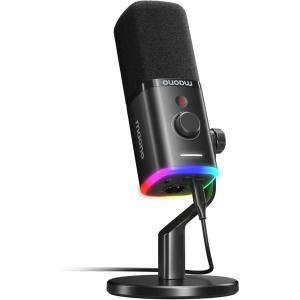 imageMAONO USBXLR Dynamic Microphone for Gaming StreamingComputer PC Microphone with SoftwareRGB Mute Button 48kHz24bit Podcasting Desktop Mic for YouTube Video Recording PD100XBlack