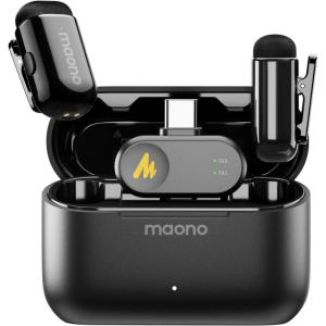 imageMAONO Wave T1 Mini Wireless Lavalier Microphone for iPhone 16 15 Android Tablet PC with USBC Plug Noise Cancellation AI Voice Filter 30H Used with Charging Case for Video Recording TikTok YouTubeTypeC