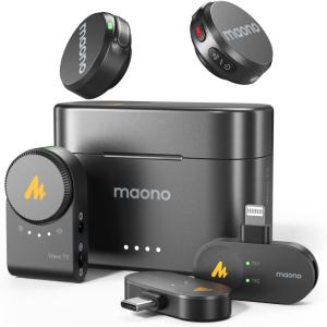 imageMAONO Wireless Lavalier Microphone for iPhone 1615AndroidTablet USB C Plug Mini Mic with 48KHz 24Bit 300m Range Voice Filter Noise Cancellation 30H Use for Video Recording Streaming  Wave T5Combo