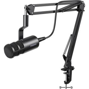imageMAONO XLR Podcast Dynamic Microphone Cardioid Studio Mic with Boom Arm for Vocal RecordingStreamingGaming Voice Isolation Technology Metal Mic Works for Audio Interface MixerPD100SPD100S XLR Microphone