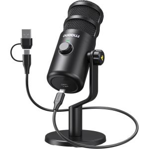 imageMAONO XLR Podcast Dynamic Microphone Cardioid Studio Mic with Boom Arm for Vocal RecordingStreamingGaming Voice Isolation Technology Metal Mic Works for Audio Interface MixerPD100SPD100U USB Microphone