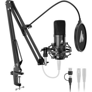 imageMAONO XLRUSB Condenser Microphone 192kHz24Bit Plug ampamp Play PC Computer Podcast Cardioid Metal Mic Kit with Software Professional Sound Chipset for Recording Studio Singing YouTube A04 Gen2