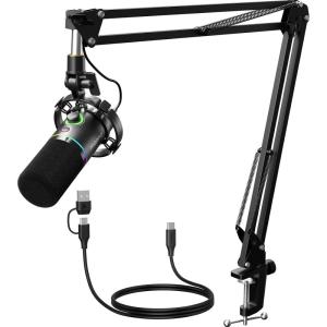 imageMAONO XLRUSB Dynamic Microphone Kit RGB Gaming Mic with Software Mute Gain Knob Volume Control Boom Arm for Streaming Podcasting VoiceOver RecordingPD200XS PinkBlack