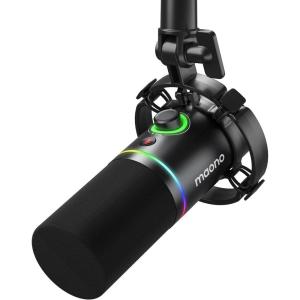 imageMAONO XLRUSB Dynamic Microphone RGB Gaming Mic with Software Mute Gain Knob Volume Control and Headphone Jack for Streaming Podcasting RecordingPD200X BlackBlack