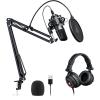 imageMAONO Microphone with Studio Headphone Set 192kHz24bit Vocal Condenser Cardioid Podcast Mic Compatible with Mac and Windows YouTube Gaming Live Streaming VoiceOver AUA04HAUA04H