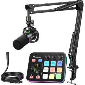imageMAONO Gaming Streaming Equipment Bundle Audio Interface Mixer and XLR Dynamic Mic RGB Noise Reduction Live Streaming Podcasting MaonoCaster PD200XSampampG1 NEOPD200XSG1 NEO