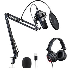imageMAONO Microphone with Studio Headphone Set 192kHz24bit Vocal Condenser Cardioid Podcast Mic Compatible with Mac and Windows YouTube Gaming Live Streaming VoiceOver AUA04HAUA04H