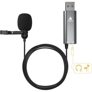 imageMAONO USB Lavalier Microphone with Headphones Jack Omnidirectional Computer Lapel Clip Mic for Recording Gaming Streaming Podcasting YouTube Skype PC Laptop Mac AUUL20UL20 with Realtime Monitoring