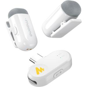 imageMAONO Wave T1 Mini Wireless Lavalier Microphone for iPhone 17 16 15 Android Tablet PC Clip on Lapel Mic with USBC Plug Noise Cancellation AI Voice Filter for Video Recording Vlog TikTok YouTubeWhite