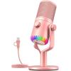 imageMaono DM30 Gaming Microphone Pink USB 3in1 Button Easy to Use Smooth Clear Sound Compatible with Windows Mac OS PS5 and PS4