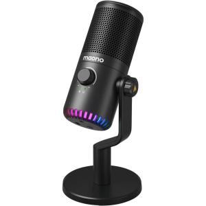 imageMAONO Gaming USB Microphone for PC Computer Mac Condenser Mic for Recording Streaming Podcasts Twitch YouTube Discord with RGB Lights Mute Gain Volume Software Adjust Headphone Output