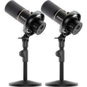 imageMAONO PD200W Hybrid Wireless Podcast Equipment Bundle for 2 XLR USB Dynamic Microphone Kit with 2 Desktop Stand Software Noise Cancellation for Cohosted podcast Vocal Recording Content CreationPD200WDesktop Bundle for 2TypeC Receiver