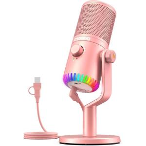 imageMaono DM30 Gaming Microphone Pink USB 3in1 Button Easy to Use Smooth Clear Sound Compatible with Windows Mac OS PS5 and PS4